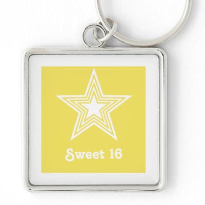 Funky Star Sweet 16 Keychain, Yellow