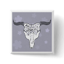 Funky Steer Skull tattoo Button by jaceyevans Funky Steer Skull tattoo Button