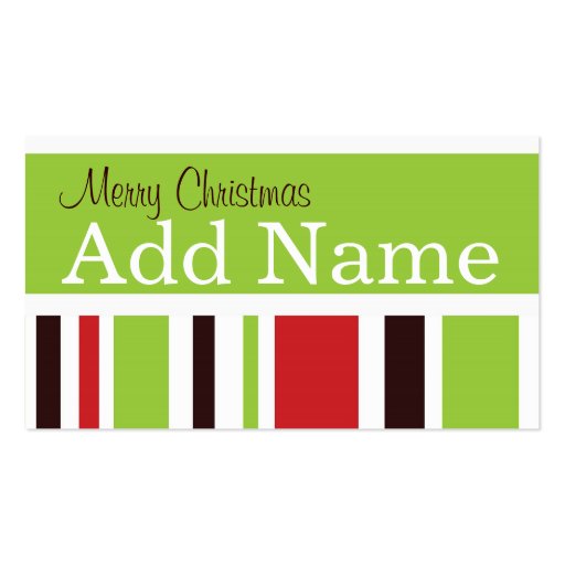 Funky Stripe Christmas Gift Tag Business Card Templates (front side)