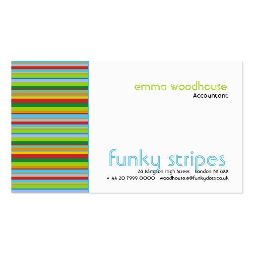 Funky Stripes Business Cards (front side)