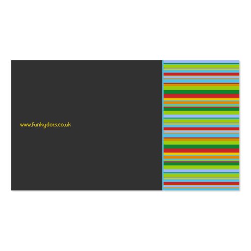 Funky Stripes Dark Grey Business Card Template (back side)