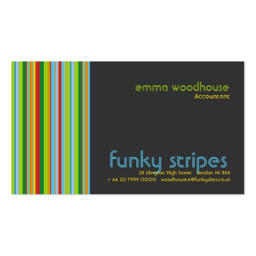 Funky Stripes Dark Grey Business Card Template