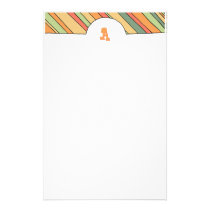 Funky Stripes Monogrammed Stationery stationery