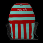 funky stripes red and aqua messenger bags