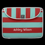 funky stripes red and aqua personalized macbook sleeves