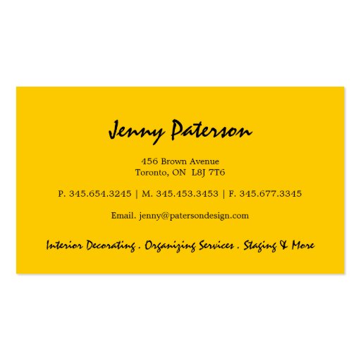 Funky Sunflower Business Cards (back side)