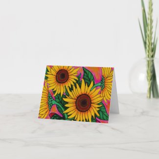 Funky Sunflowers Note Card card