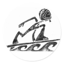 Funky Surfer Round Sticker