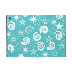 Funky Teal Blue Stars Swirls Fun Pattern Gifts iPad Mini Cover