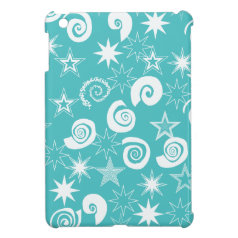 Funky Teal Blue Stars Swirls Fun Pattern Gifts Cover For The iPad Mini