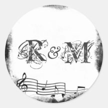 Funky Torn Paper Music Seals Stickers