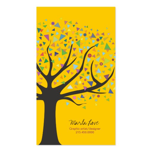 Funky Tree Business Card Art Graphic designer (front side)