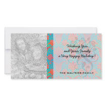 funky tropical colors damask.ai personalized photo card