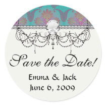 funky turquoise and magenta  damask.ai stickers