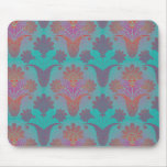 funky turquoise and magenta  damask mouse pads