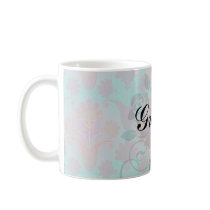 funky turquoise and magenta  damask coffee mugs