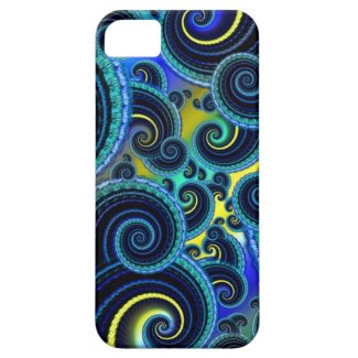 Funky Turquoise and Yellow Swirl Pattern iPhone 5 Cover