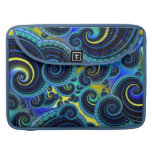 Funky Turquoise and Yellow Swirl Pattern macbook sleeves