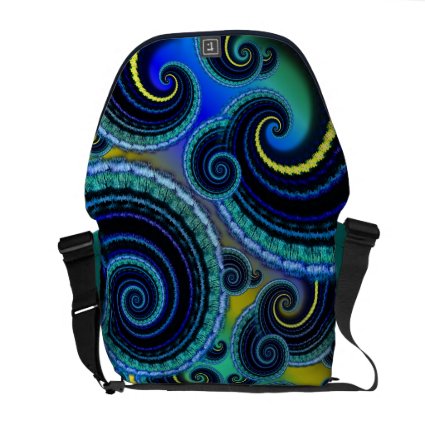 Funky Turquoise and Yellow Swirl Pattern Messenger Bags