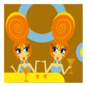 Funky Twins Pop Art Poster posters