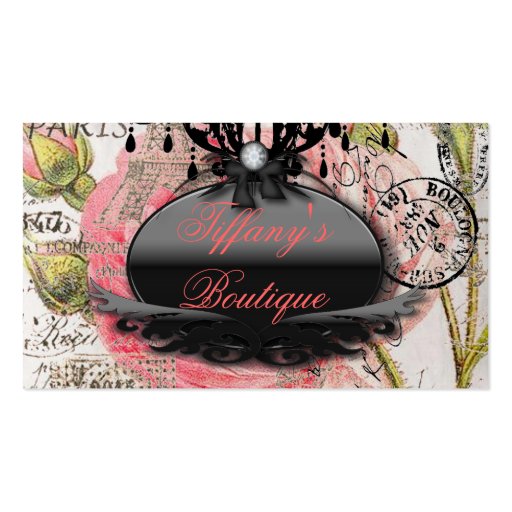 Funky Vintage Fashion Boutique Business Cards (front side)