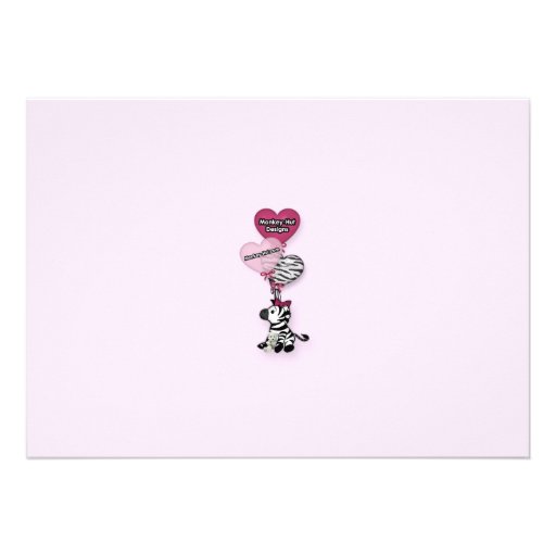 Funky Zebra Baby Shower Invitation Adorable PINK
