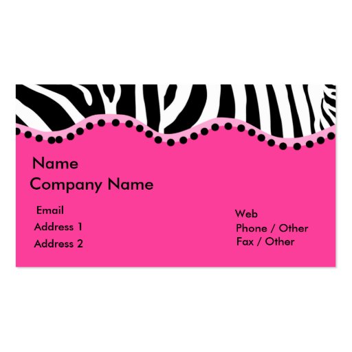Funky Zebra Business Card (front side)