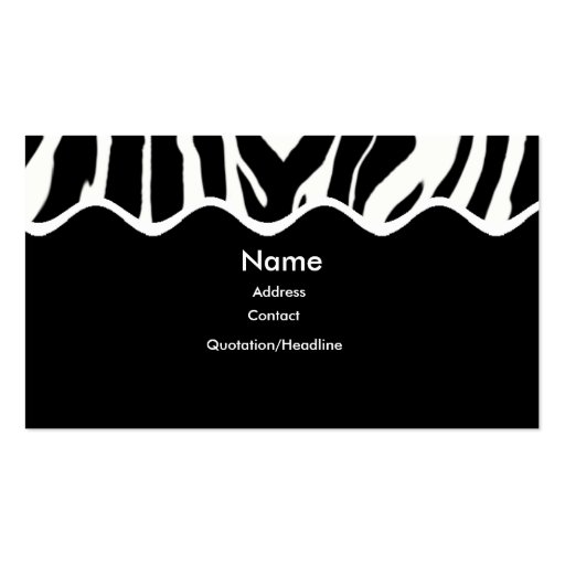 Funky Zebra Business Card Template (front side)
