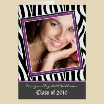 Funky Zebra Pattern Graduation Announcement: lilac cards