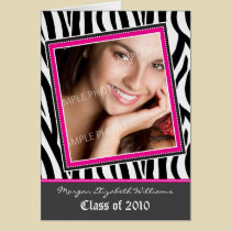 Funky Zebra Pattern Graduation Announcement (pink) cards