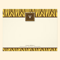 Funky Zebra Print Flat Note Cards (chocolate/lemon invitations
