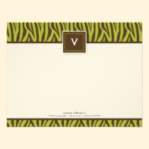 Funky Zebra Print Flat Note Cards (chocolate/lime) invitations