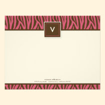 Funky Zebra Print Flat Note Cards (chocolate/pink) invitations