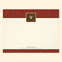 Funky Zebra Print Flat Note Cards (chocolate/red) invitations
