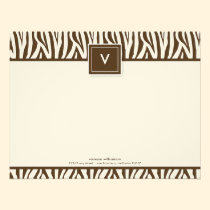 Funky Zebra Print Flat Note Cards (chocolate/white invitations