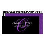 funky; zebra print monogram business cards