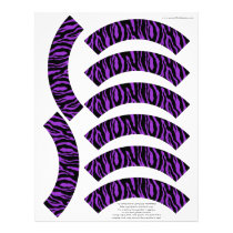 Funky Zebra Print Purple Mini Cupcake Wrappers letterhead
