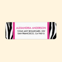 Funky Zebra Print Return Address Label (pink) labels