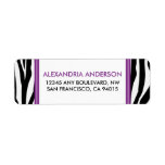 Funky Zebra Print Return Address Label (purple)