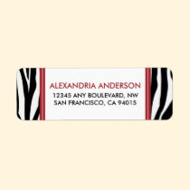 Funky Zebra Print Return Address Label (red) labels