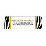 Funky Zebra Print Return Address Label (yellow)