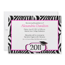 Funky Zebra Stripe 5x7 Graduation Announcement