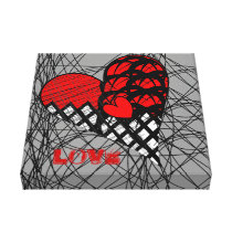 Funky Zen Tangle Style Red  and Black Love Heart canvas prints