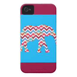 Funky Zigzag Chevron Elephant on Teal Blue iPhone 4 Covers