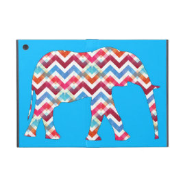 Funky Zigzag Chevron Elephant on Teal Blue iPad Mini Covers