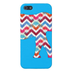 Funky Zigzag Chevron Elephant on Teal Blue iPhone 5 Cases