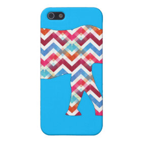 Funky Zigzag Chevron Elephant on Teal Blue iPhone 5 Cover