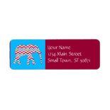 Funky Zigzag Chevron Elephant on Teal Blue Custom Return Address Label