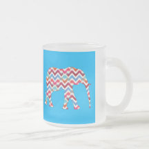 Funky Zigzag Chevron Elephant on Teal Blue Mug