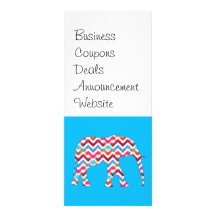 Funky Zigzag Chevron Elephant on Teal Blue Full Color Rack Card